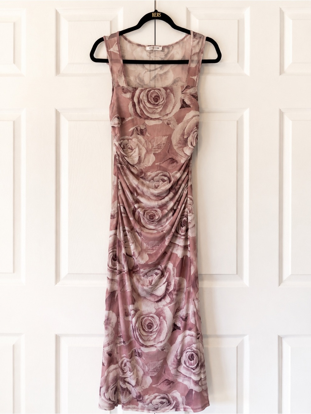 Floral Rose Print Sleeveless Midi Dress - Pink